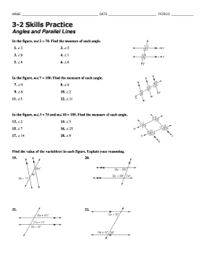 3 2 Skills Practice Angles And Parallel Lines - Fill and Sign Printable  Template Online