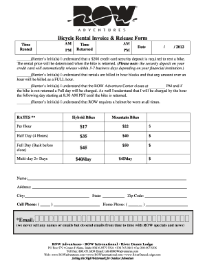 Stand up Paddle Board Invoice &amp; Release - ROW Adventure Center