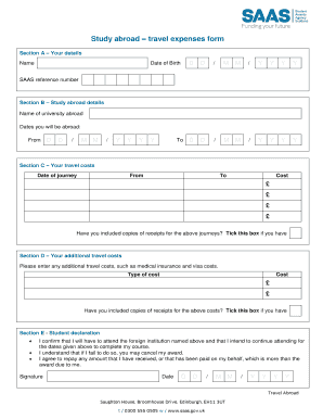 saas travel expenses form