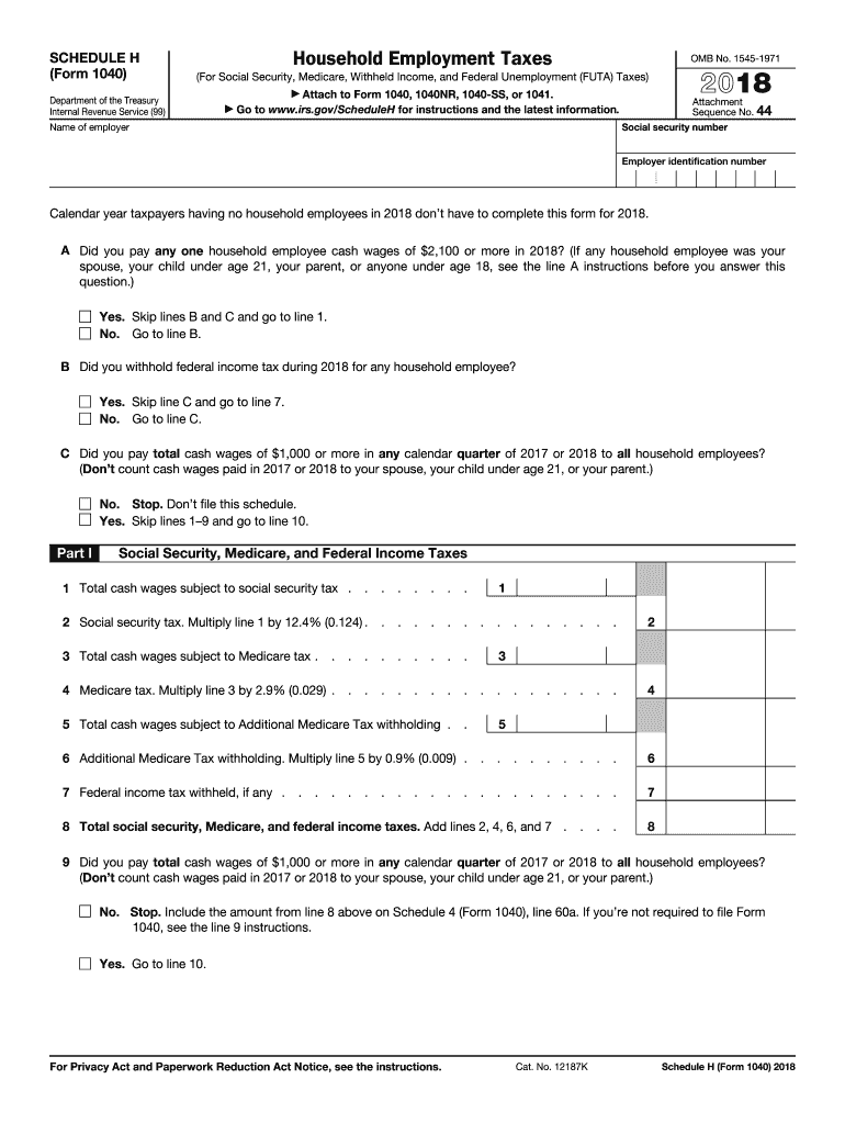 schedule h form 1040 2016 Preview on Page 1.