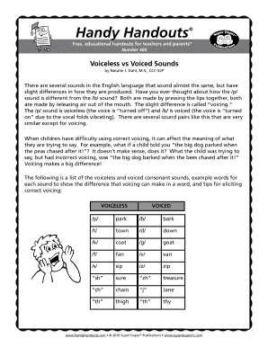 Handy Handouts Voiceless vs Voiced Sounds - Super Duper ...