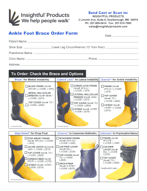 Ankle Foot Brace Order Form - Insightful Products