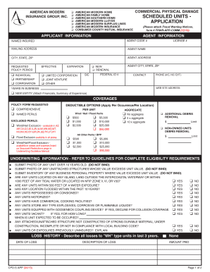 American Modern Home Commercial Physical Damage Insurance Application