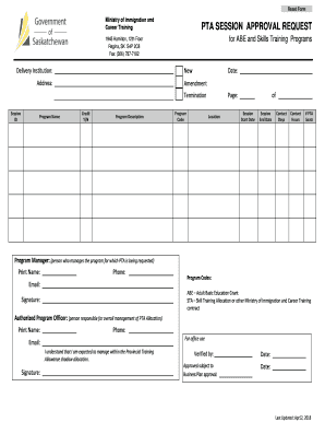 PTA Session Approval Request