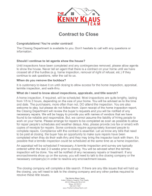 Contract to Close Checklist