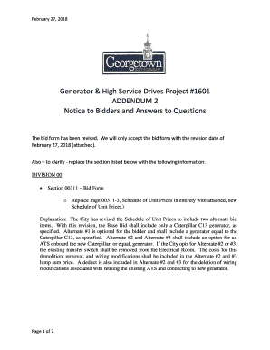 Generator &amp; High Service Drives Project #1601 ADDENDUM 2 Notice ...