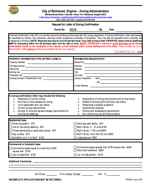 Zoning Confirmation Letter requests - City of Richmond