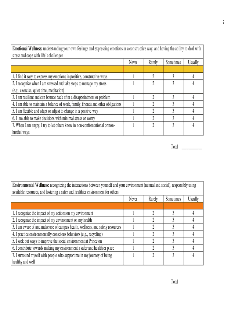 princeton umatter wellness self assessment Preview on Page 1