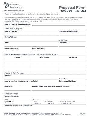 Proposal Form (Restaurant) - Liberty Insurance Pte Ltd