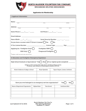 Application for Membership - North Madison Volunteer Fire Company