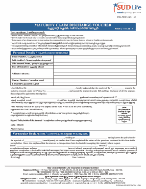 11 Maturity Claim Discharge Voucher Malayalam