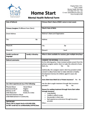 Home Start Mental Health Referral Form