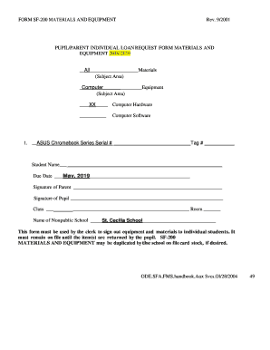 FORM SF-200 MATERIALS AND EQUIPMENT