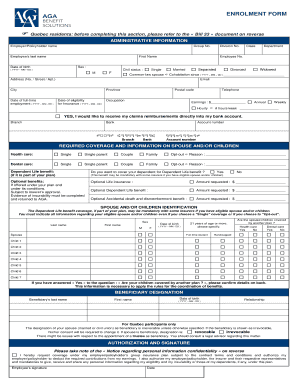 Quebec residents: before completing this section, please refer to the Bill 33 document on reverse