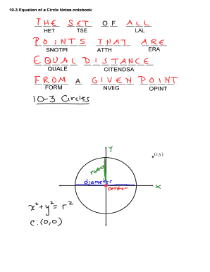 Fillable Online 10-3 Equation of a Circle Notes.notebook. SMART Board ...