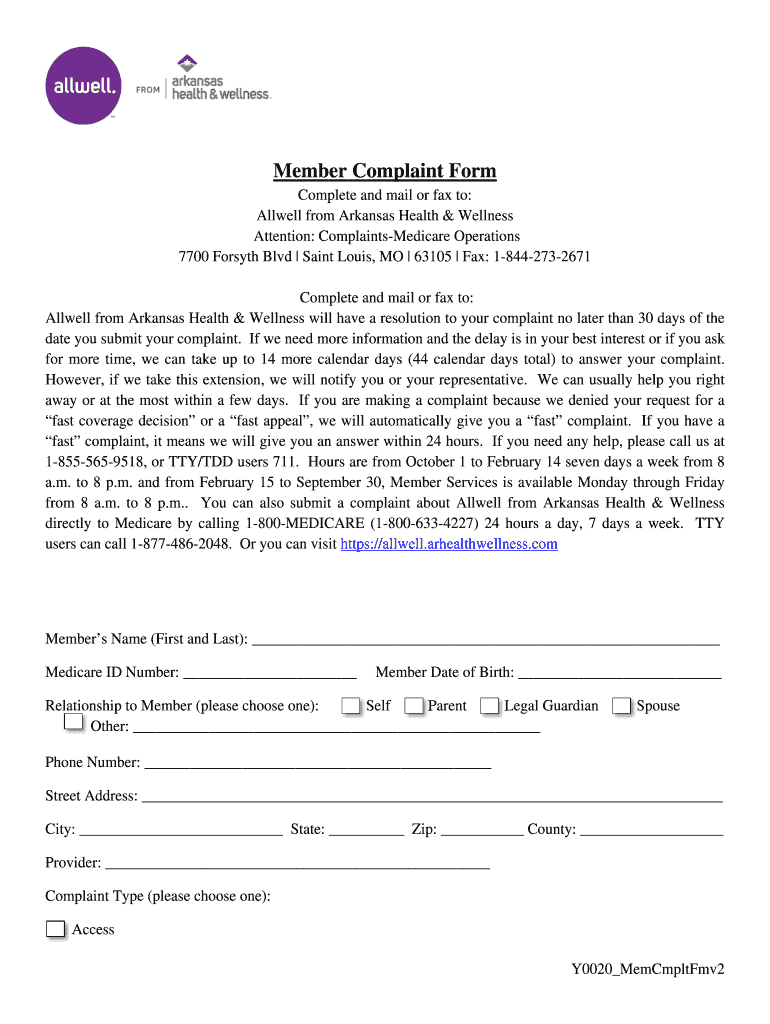 Fillable Online Arkansas complaint form. Accessible PDF Fax Email Print