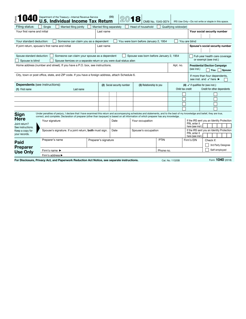 Irs Printable 1040 Form Wwwanize365