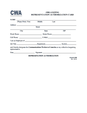 representation authorization card
