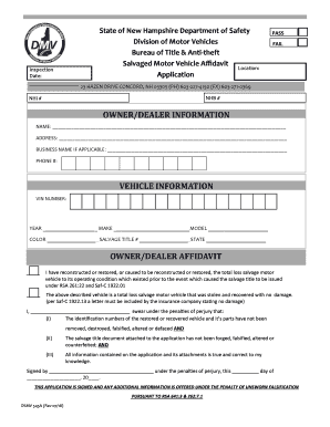 Salvaged motor vehicle affidavit