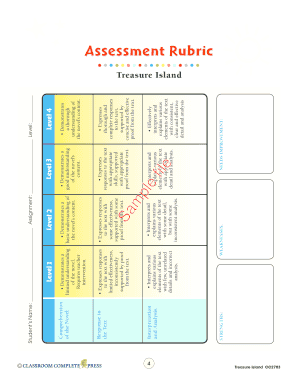 Treasure Island Student Assessment Rubric