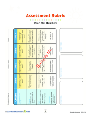 Dear Mr. Henshaw Assessment Rubric