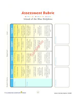 Island of the Blue Dolphins Student Assessment Rubric