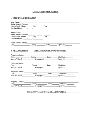 Living Trust Application Form
