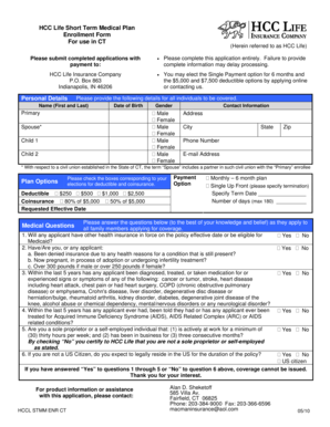 HCC Life Short Term Medical Enrollment Form