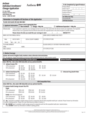 Anthem Individual Health Insurance Enrollment Form