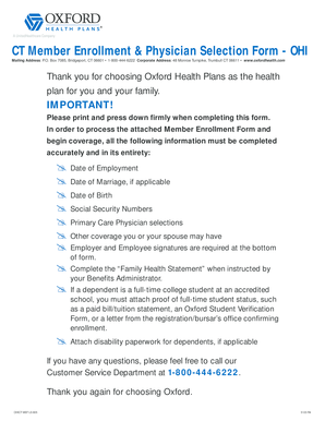 CT Member Enrollment & Physician Selection Form