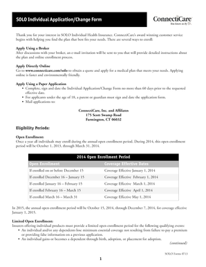SOLO Individual Health Insurance Application Form
