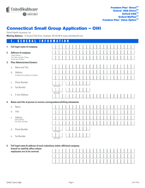 Connecticut Small Group Health Insurance Application