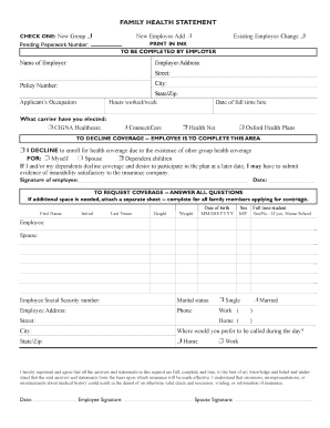 Family Health Statement