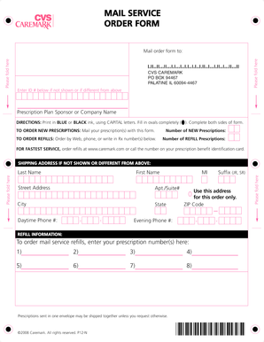 CVS Caremark Mail Service Order Form