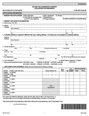 Connecticut Health Insurance Application