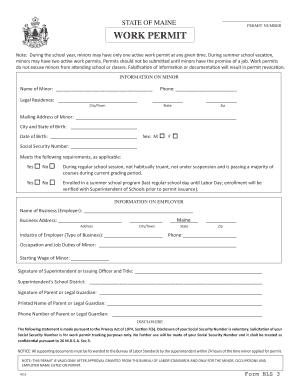 Maine Work Permit for Minors