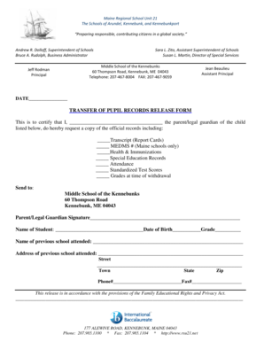 Maine Pupil Records Release Form