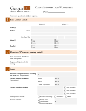 Client Information Worksheet