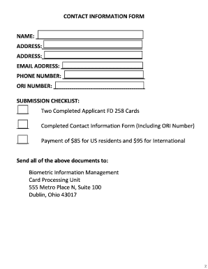 FBI Applicant Fingerprint Card Processing Instructions