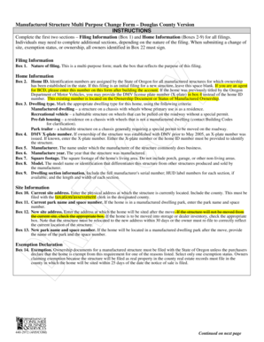 Manufactured Structure Multi Purpose Change Form