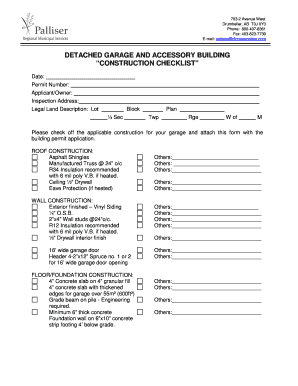 Detached Garage Construction Checklist