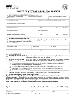 California Power of Attorney Declaration