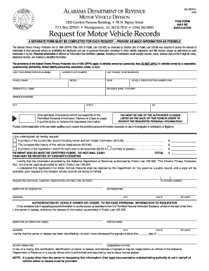 Alabama Motor Vehicle Records Request Form