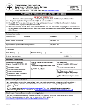 Virginia Fingerprint Processing Application