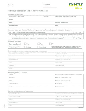 DKV Hälsa Individual Health Insurance Application