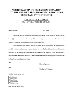 Authorization to Release Information to Trustee