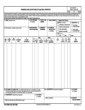 DD Form 1354 Transfer and Acceptance of DoD Real Property
