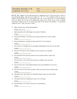 Categorical Form Errors Worksheet