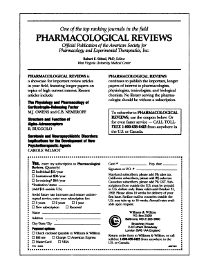 Pharmacological Reviews Subscription Form