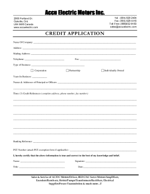 Business Credit Application Form